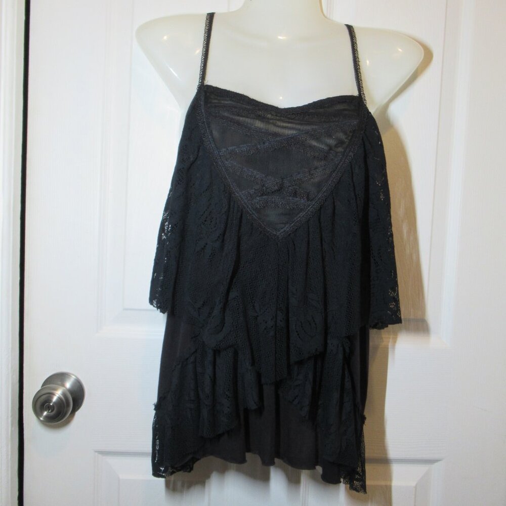 NWT Free People Lace Ruffles Tank Top Cami Tiered Racerback Whimsigoth Fairy NEW